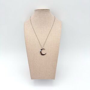 Silver Crescent Moon Pendant Necklace